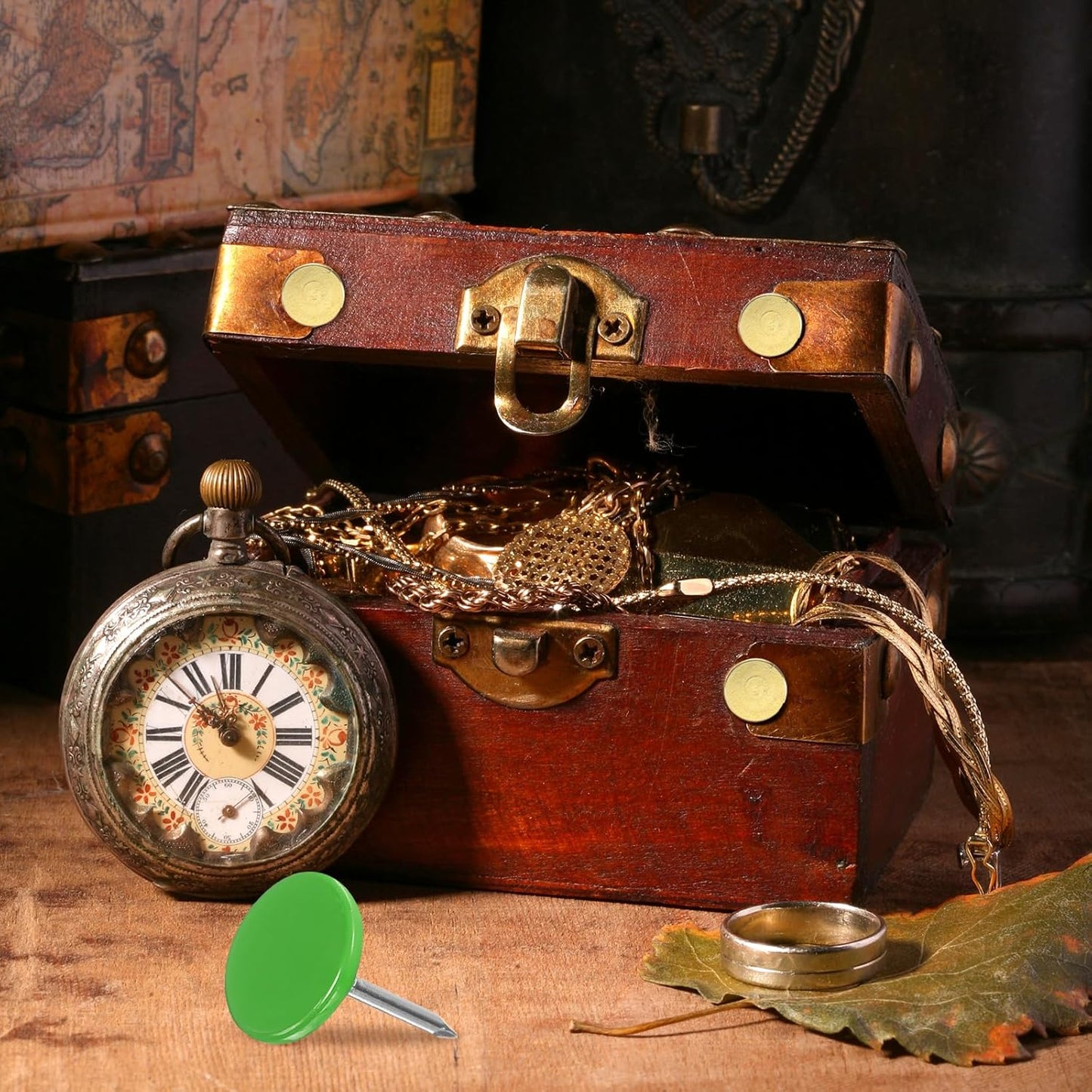 uxcell 120Pcs Push Pins, 11mmx15mm Round Flat Head Decorative Thumb Tacks Upholstery Tacks for Cork Board Office Wall Hangings, Green