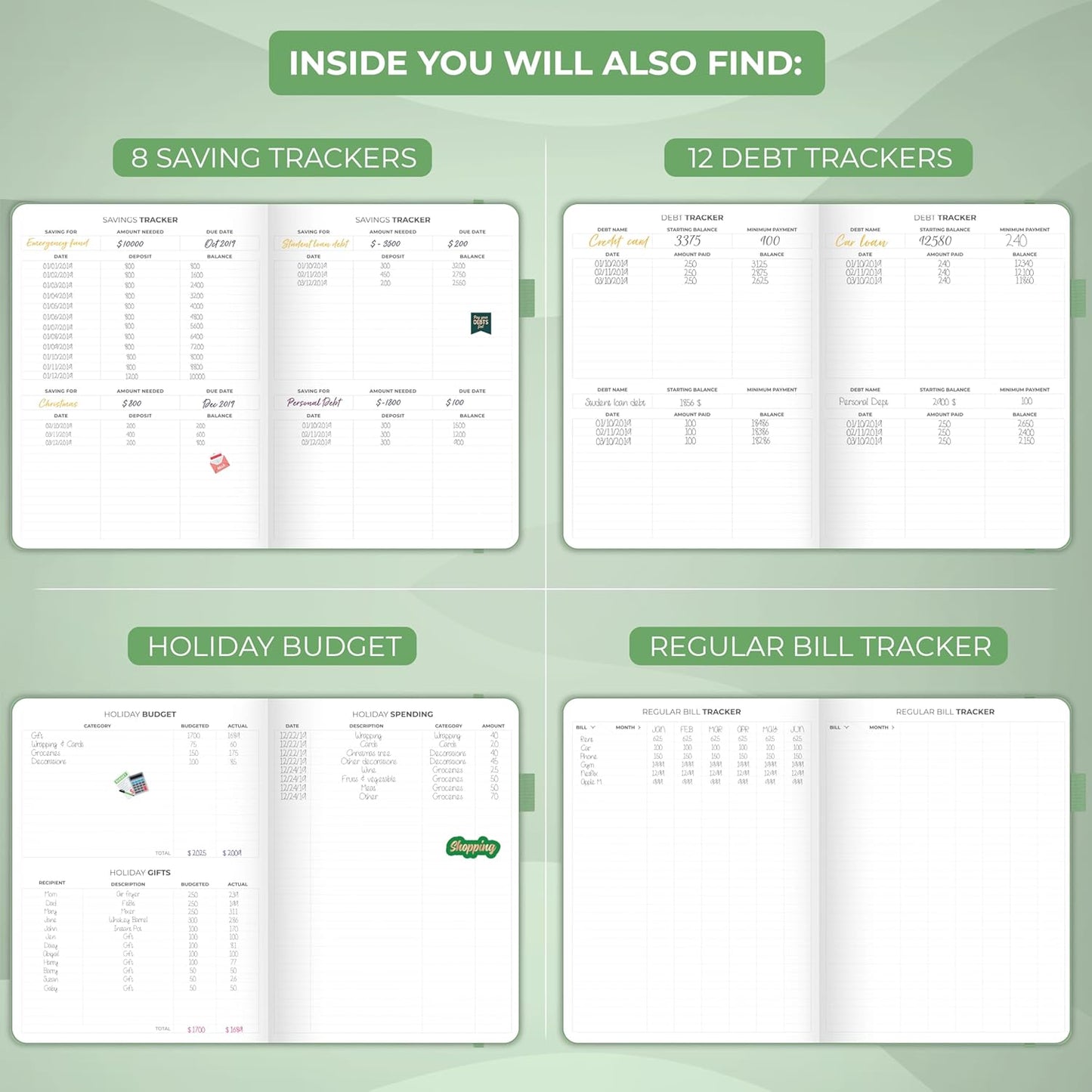 Clever Fox Budget Planner Large – Expense Tracker Notebook. Monthly Budgeting & Bill Organizer, Finance Logbook & Accounts Book, A4 (Mint Green)