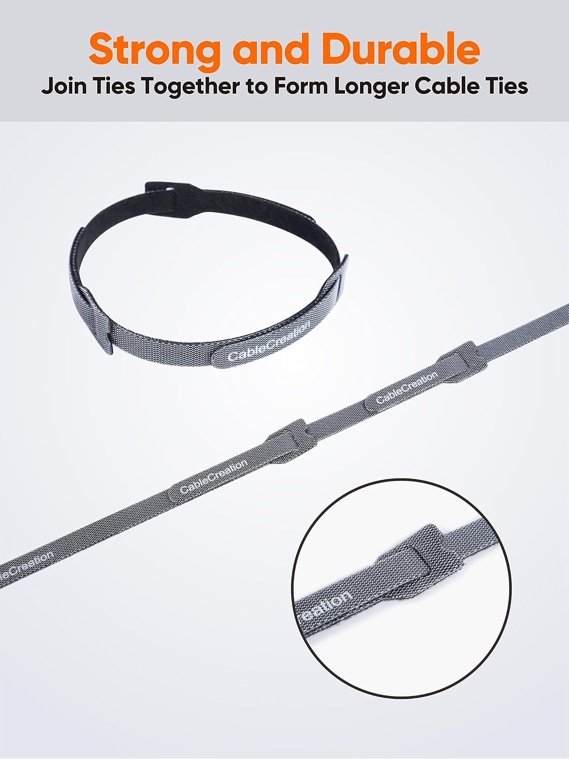 CableCreation 100PCS Fastening Cable Ties Reusable, Premium 6-Inch Adjustable Cord Ties, Nylon Cable Management Straps Hook Loop Cord Organizer Wire Ties Reusable Black