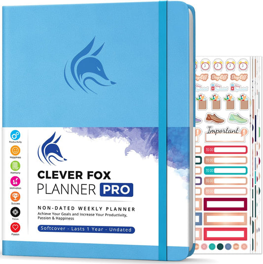 Clever Fox Planner PRO – Weekly & Monthly Life Planner to Increase Productivity, Time Management and Hit Your Goals, 8.5x11″ (Blue)