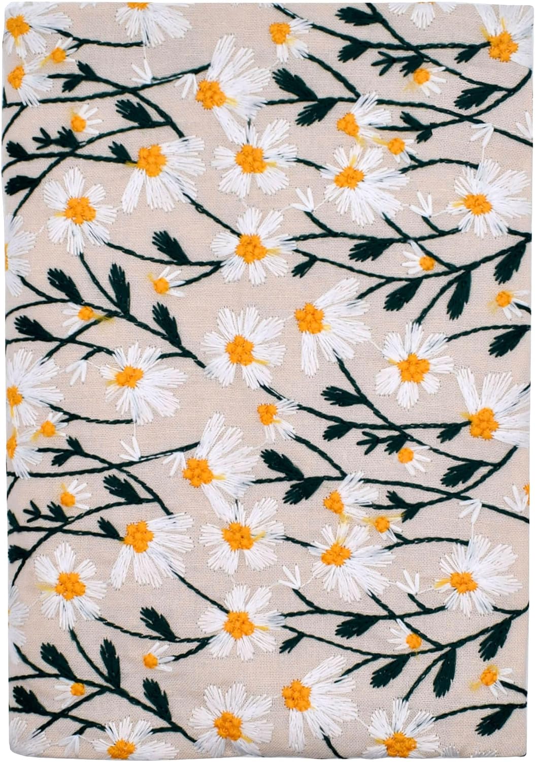 BLBMH Embroidery Book Covers for Paperbacks Fit for 5.5x8.5 inch Adjustable Book Sleeve Cover for Women Over 15 Soft Cloth Protector for Privacy Notebook Novels - Daisy 3