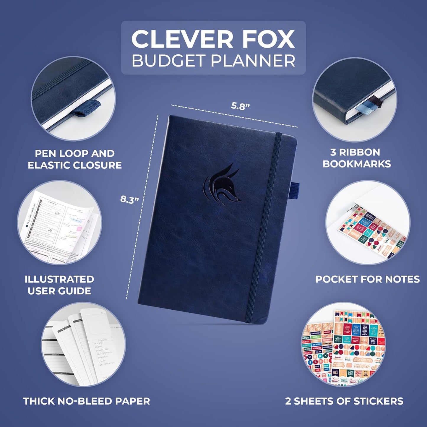 Clever Fox Budget Planner - Expense Tracker Notebook. Monthly Budgeting Organizer, Finance Logbook & Accounts Book, Bill Tracker, A5 (Dark Blue)