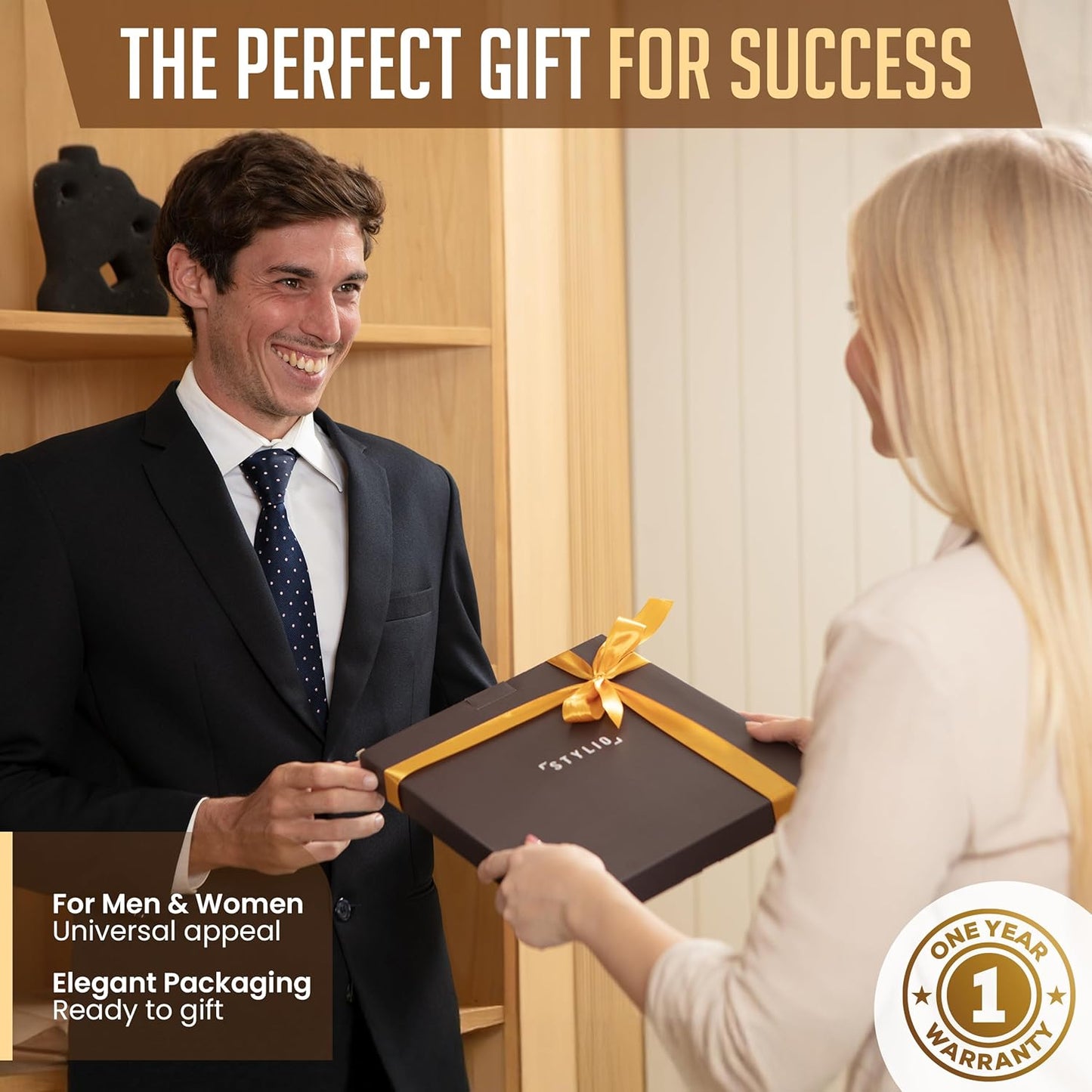 STYLIO Padfolio Portfolio Organizer Binder (Walnut Color) | Interview Resume Folder, Document, Business Card Holder |w/Letter-Sized Notepad | Handsome Brown Faux Leather Folio Matte Finish