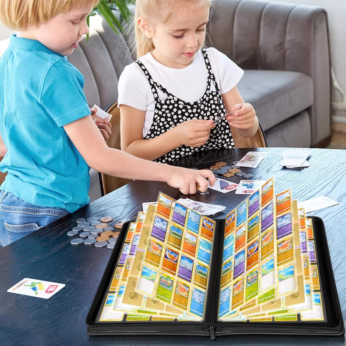 Card Binder, 1024 Pockets Trading Card Binder with Sleeves Card Organizer, 16 Pocket Sports Card Holder for Game Card, Baseball Football Basketball Cards (1024 Pockets)