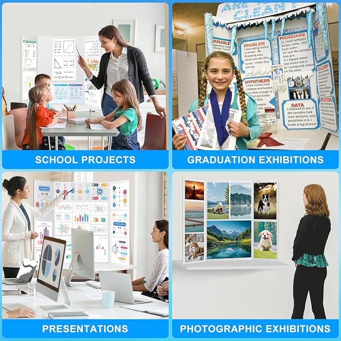 WinTS 6 Packs 36" x 48" Trifold Poster Board White TriFold Poster Boards Corrugated Presentation Board Large&Sturdy Foldable Poster Board for Presentations,School Projects,Science Fair