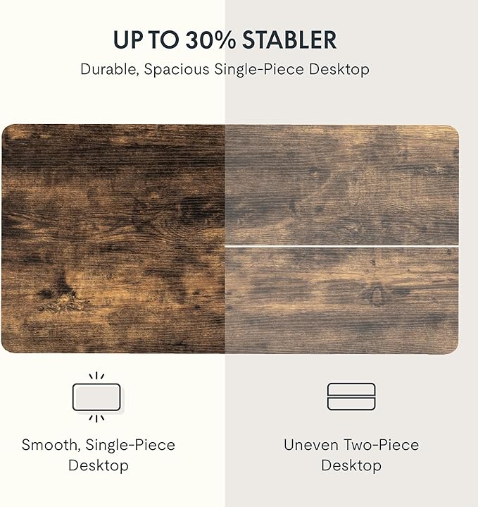 FLEXISPOT EN2 Whole-Piece Standing Desk with Clamp Power Strip, 48 x 30 Electric Stand Up Height Adjustable Desk with Cable Management (White Frame + 48" Rustic Brown Desktop, 2 Packages)