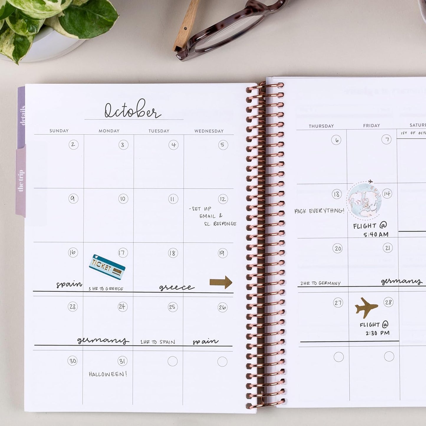 Erin Condren A5 Travel Journal Vacation Planner, For Planning Your Next Trip and Journaling Your Adventures, Traveler's Collage Cover, Tabbed Sections for Added Organization, Stickers Included