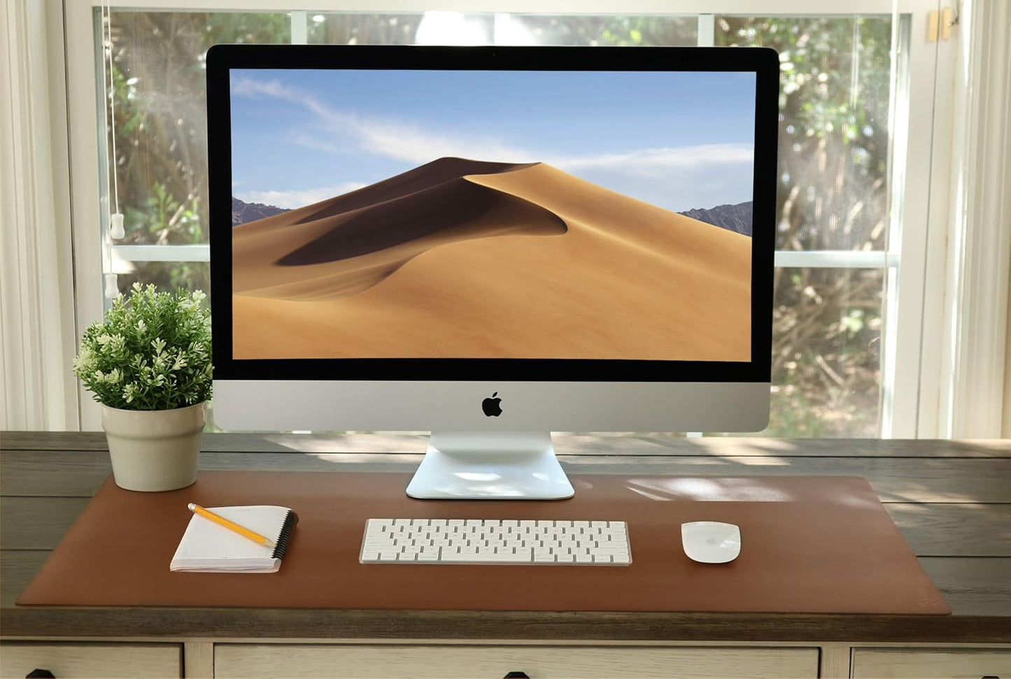 Vine Creations Leather Desk Pad - Large 36" x 20", Desk Protector with PU Leather, Mouse Pad, Blotter for Office (Brown)