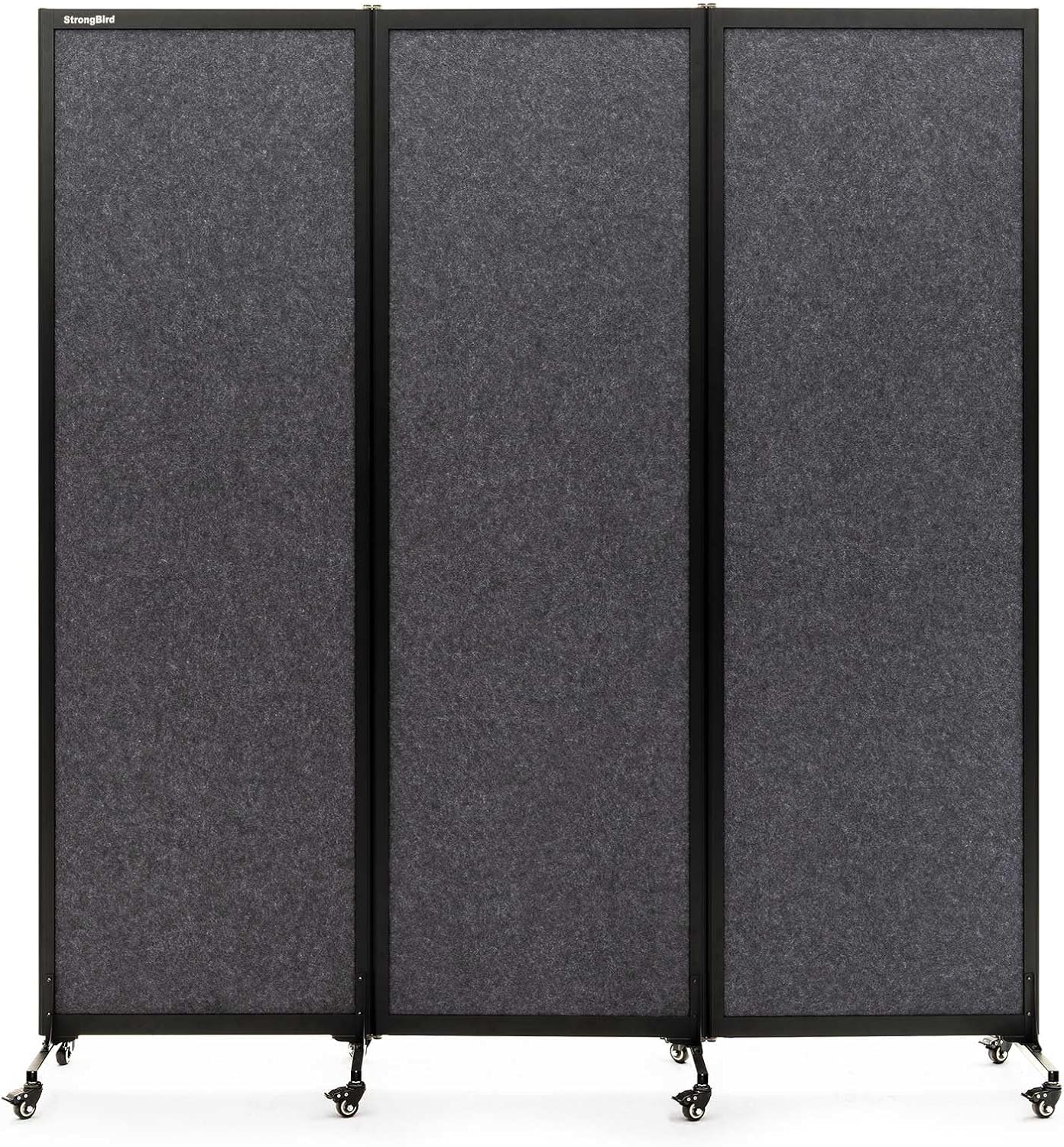 Upgrade Version Room Partition and Divider, Freestanding Rolling Dividers with Wheels,Office Privacy Screen Divider Wall,Classroom Felt Dividers,6'L* 6'7"H,3 Panel,Dark Grey