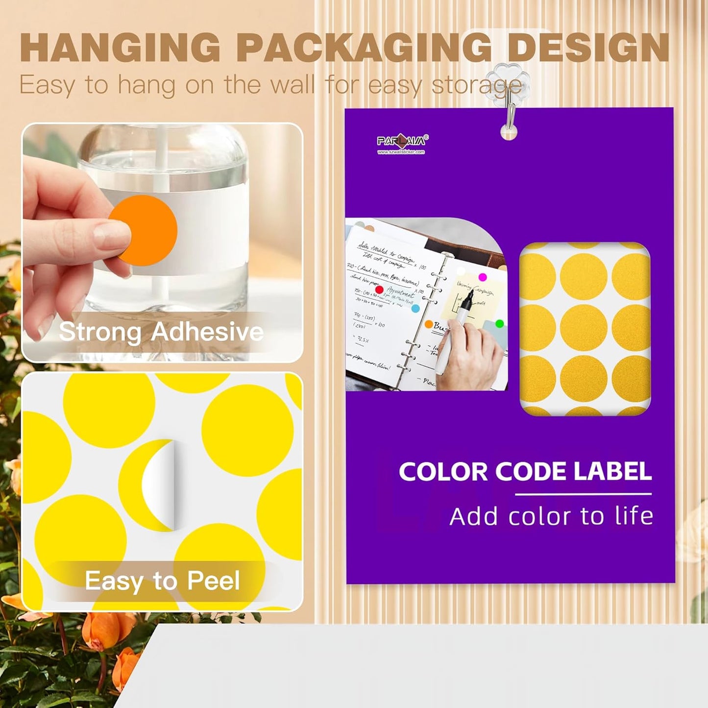 PARLAIM 1 inch Round Dot Sticker,760PCS Permanent Adhesive Multi Color Code Circle Sticker Labels for Office Classroom Garage Sale