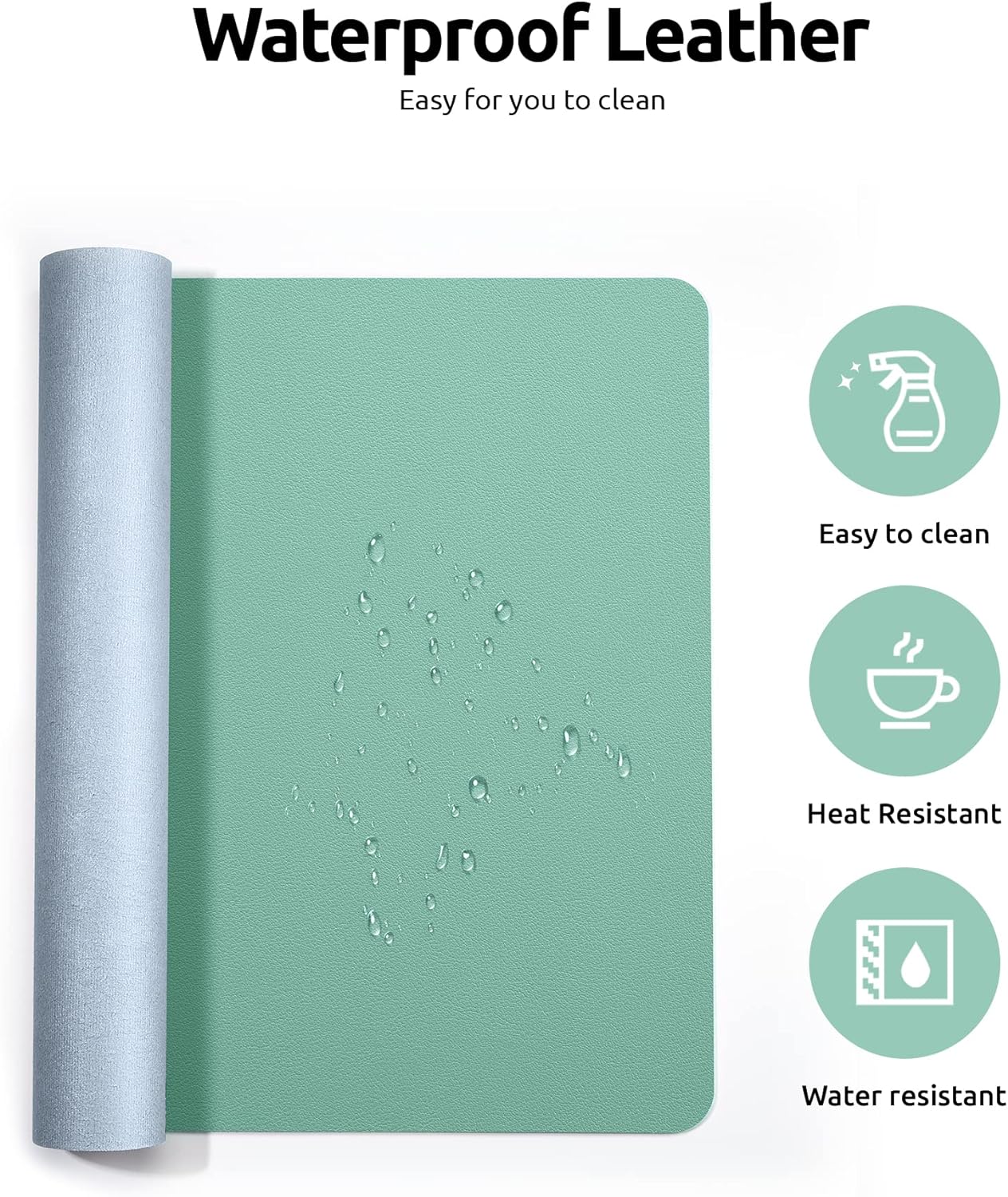 YSAGi Leather Desk Protector, Office Mat, Large Mouse Mat, Non-Slip PU Leather Blotter, Laptop Desk Mat, Waterproof Writing Pad for Office and Home (Green-Blue, 31.5" x 15.8")