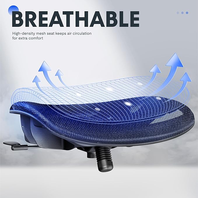 FLEXISPOT OC3 Air Ergonomic Office Chair with Footrest, High Back Computer Chair with Adjustable Lumbar Support/3D Headrest, Desk Chairs for Home Office Gaming Working, Black,Mesh Seat,Air-F