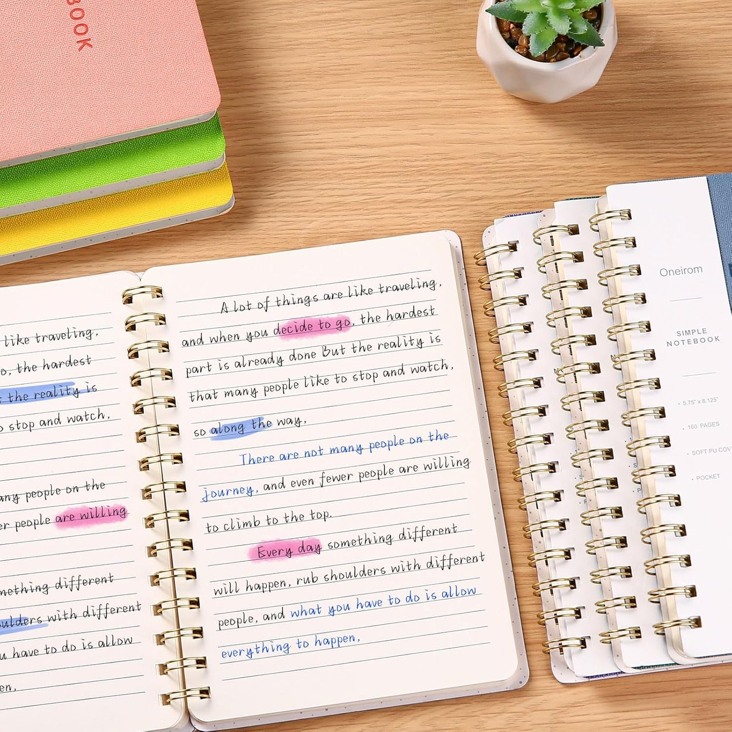 Lined Spiral Notebook College Ruled A5 Journal Book for Note Taking, 160 Pages Writing Journal for Office and Home School Supplies 5.75x8.125 inch (6pack-3Black/3NavyBlue)