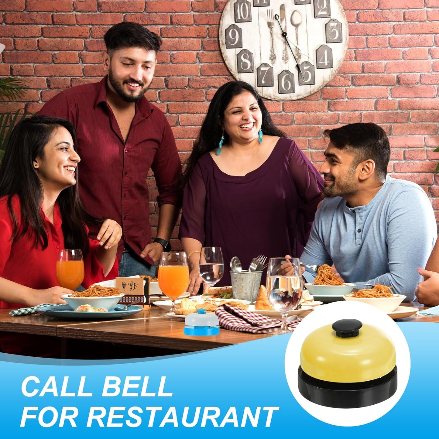 PATIKIL 6 Pcs Desk Call Bell 2.5" Dia with Metal Anti-Rust Construction Black/Yellow