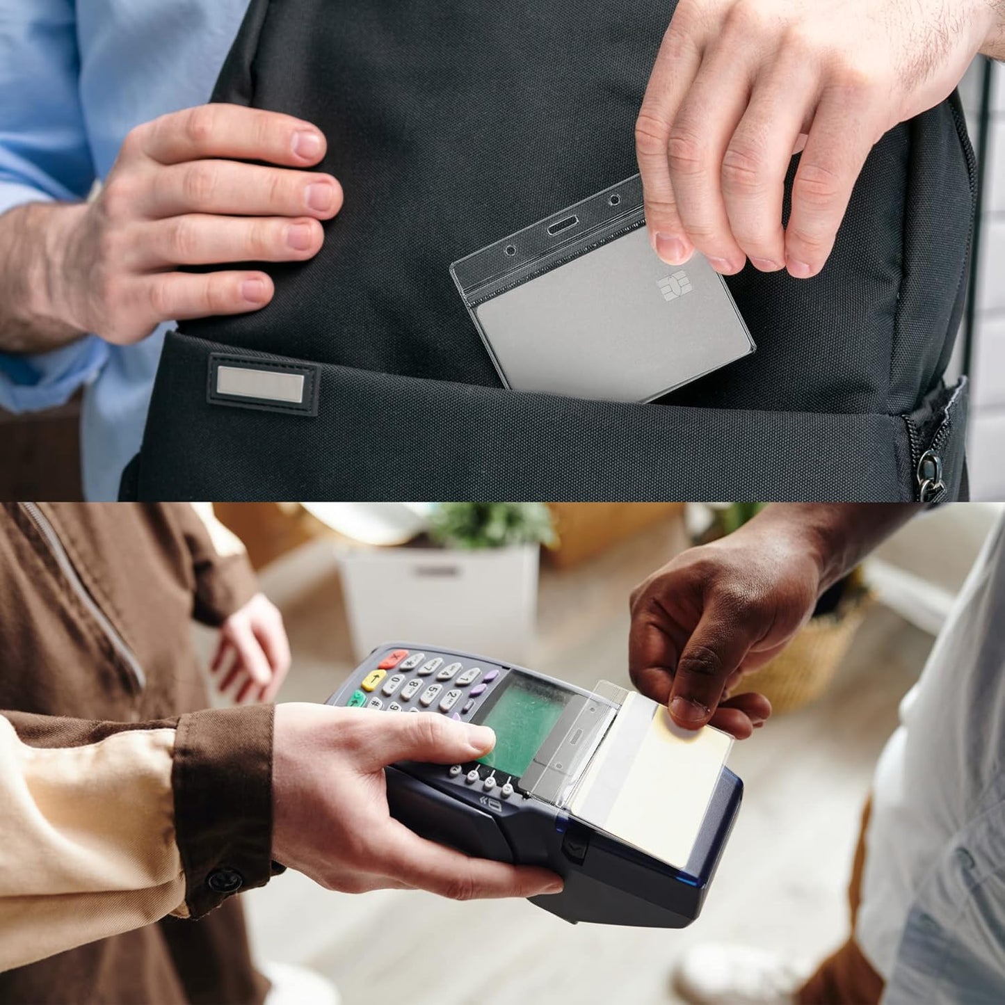 4x3 Inches Horizontal Badge Holder, Clear ID Card Holder with Waterproof Resealable Zip Type Protector, Badge Sleeve Fits Name Tag Holder/RFID/Proximity/Credit Card (200pcs-Horizontal)