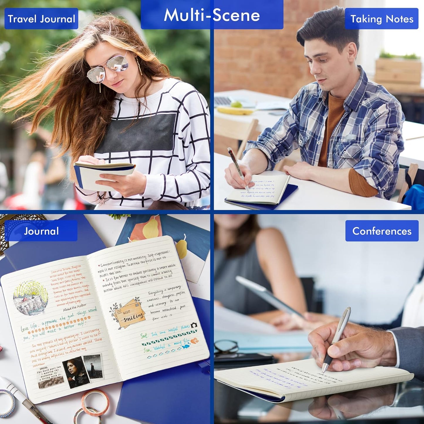 feela 16 Pack Soft Cover Journal Bulk, Lined Notebooks College Ruled for Work for Women Girl Writing, Blank Travel Journal Note Taking Notebook School Business Supplies, 8.2” x 5.5”, A5, Navy