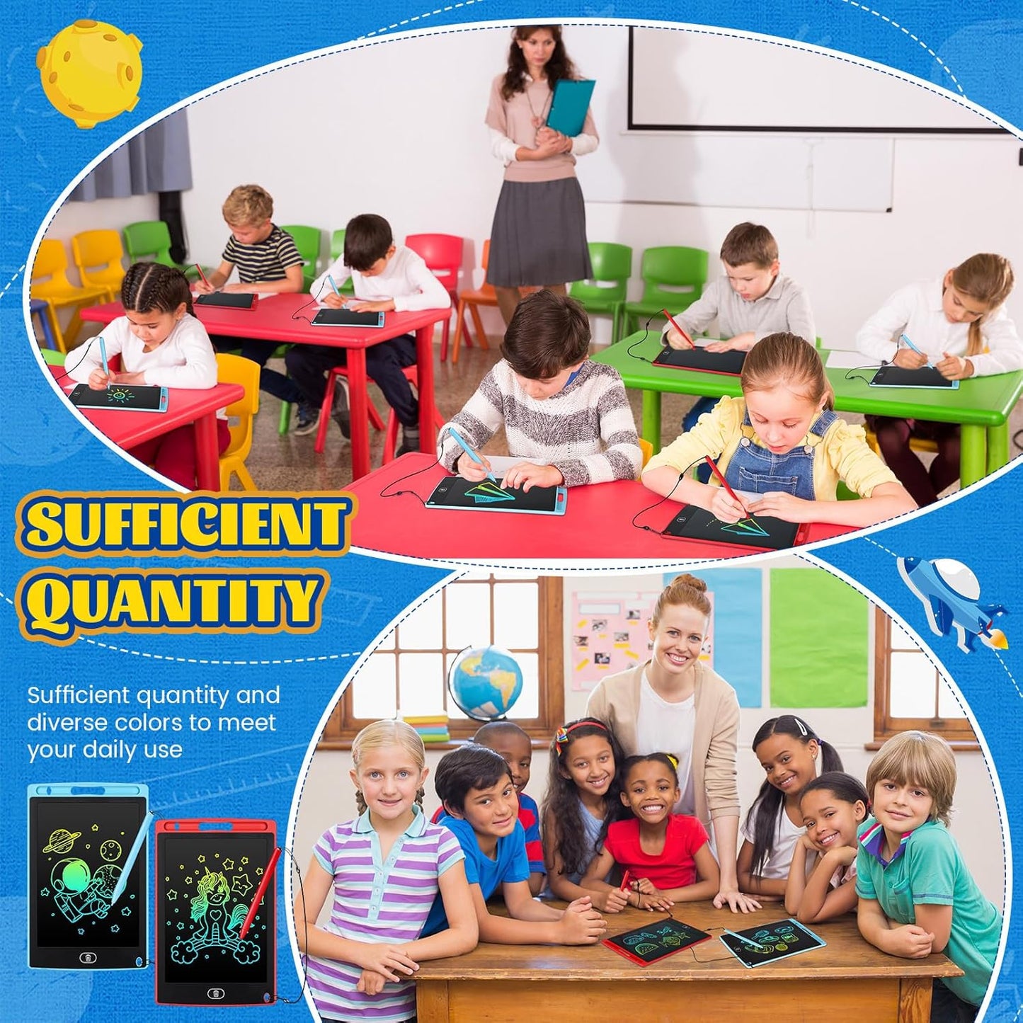 Zonon 4 Pcs LCD Writing Tablet 8.5 Inch Doodle Board Tablet Drawing Gifts LCD Writing Board Electronic Erasable Reusable Colorful Screen Pad(Red, Light Blue)