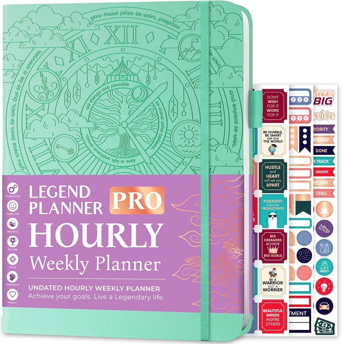 Legend Planner PRO Hourly Schedule - Weekly & Daily Organizer with Time Slots. Appointment Book Journal for Work & Personal, A4 (Aquamarine)