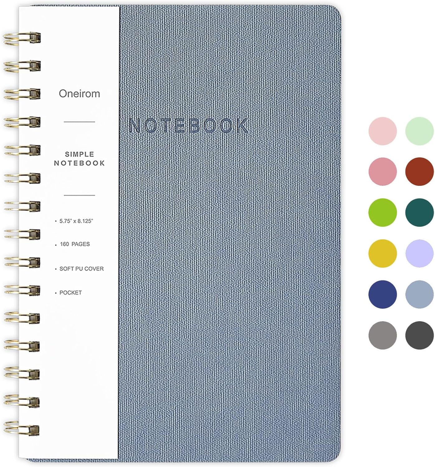 Spiral Notebook-6.10" x 8.19" College Ruled Journal with Inner Pockets and 160 Pages,PU Leather Cover Business Journal, Twin-Wire Binding Notebook Perfect for Office & Home School Supplies