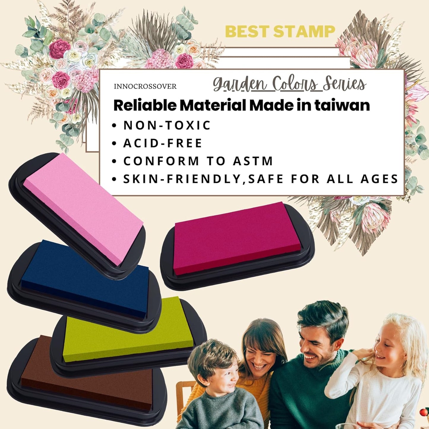 Washable Ink Pad, Best Stamps for Kids, Kids Crafts, Paw Print Kit, Baby Footprint Kit, Stamp Pads on Scrapbooking, Fingerprint Ink Pad, Easy to Wash Off Skin| Large | Safe Non-Toxic (Wood Bark)