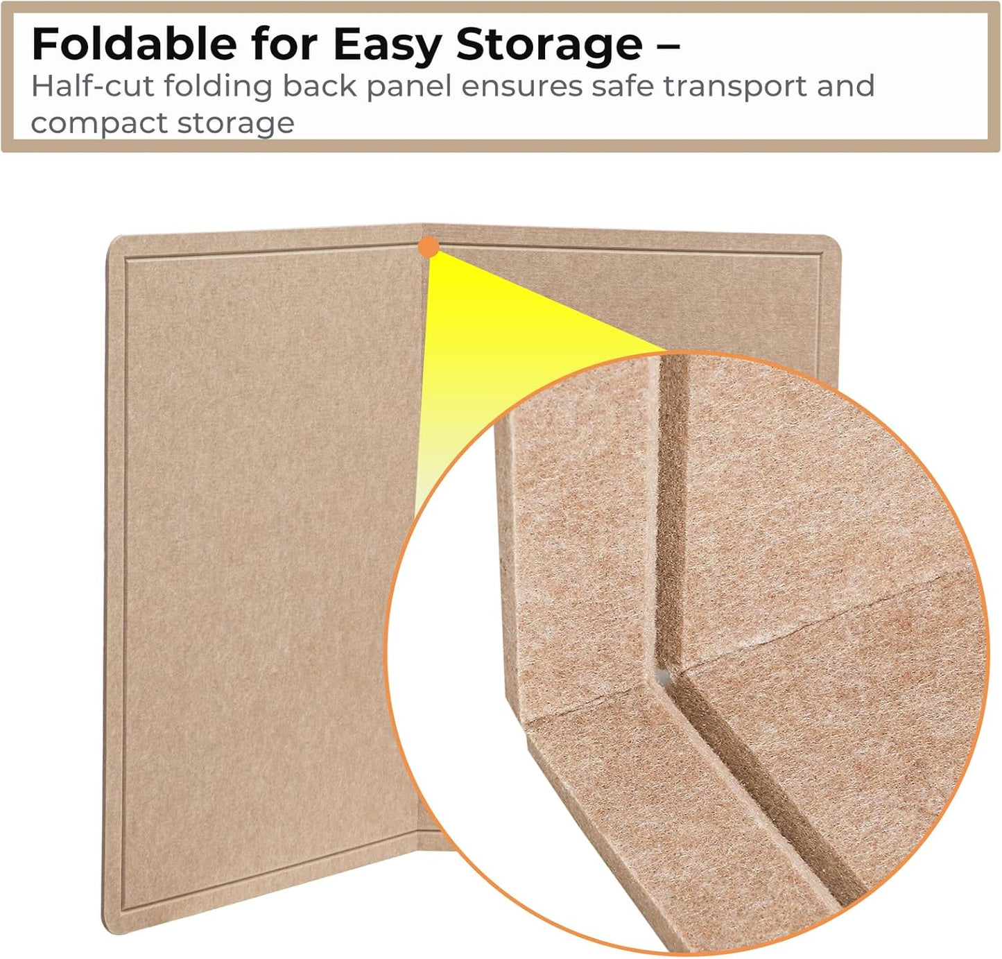 Foldable Large Felt Bulletin Board for Wall 60"x 36", Decorative Picture Framed Display Board with Self-Adhesive Tape for School, Home, Kitchen & Office Walls, Includes 30 Pins, Oatmeal