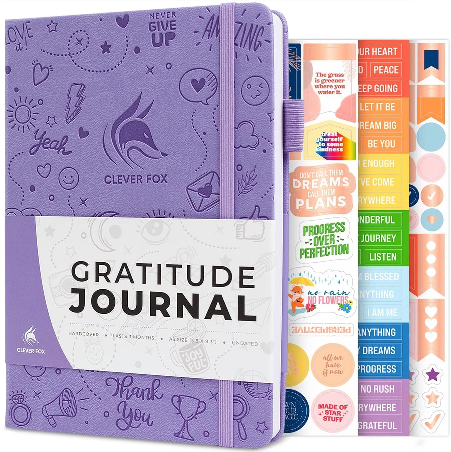 Clever Fox Gratitude Journal – Happiness, Positivity & Affirmation Daily Journal – Inspirational Daily Notebook – 3 Months, A5 (Lavender)