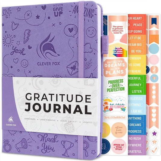 Clever Fox Gratitude Journal – Happiness, Positivity & Affirmation Daily Journal – Inspirational Daily Notebook – 3 Months, A5 (Lavender)
