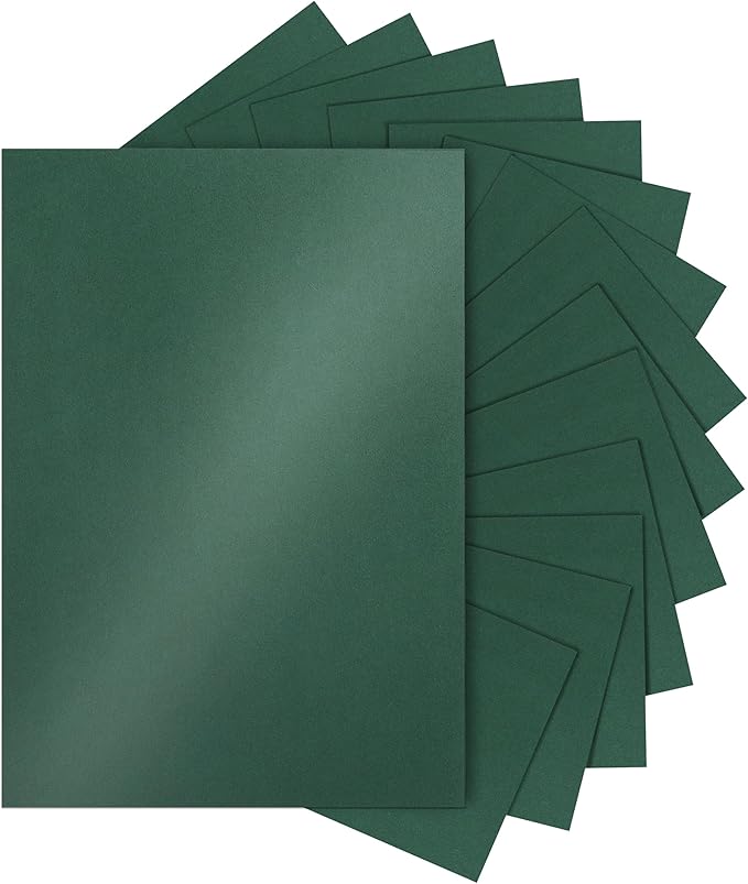120 Sheets Dark Green Shimmer Cardstock 8.5 x 11 Metallic Paper, 92lb Heavyweight Craft Paper Card Stock for Christmas, Birthday Decorations, DIY Cards Making, Invitations