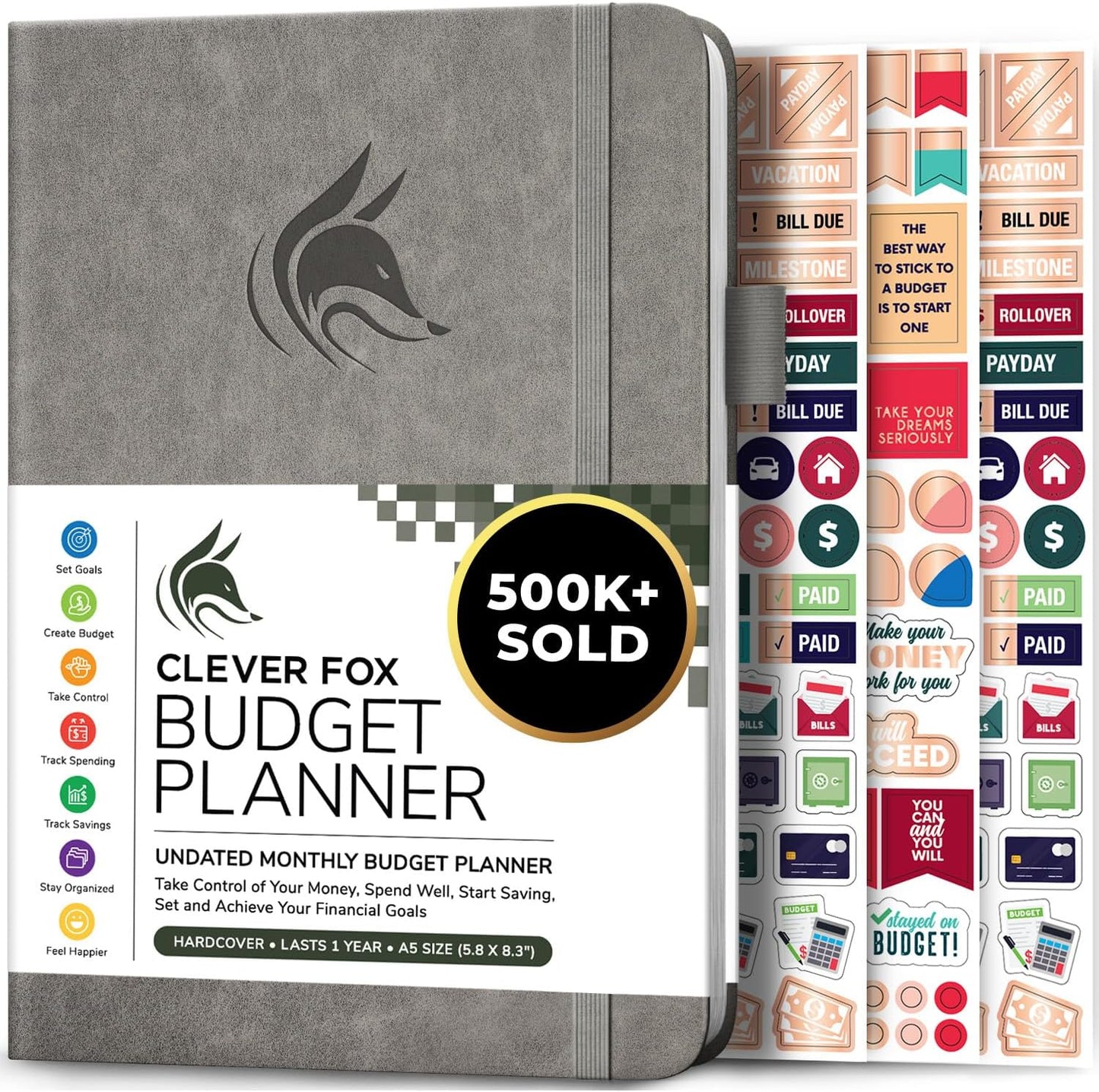 Clever Fox Budget Planner - Expense Tracker Notebook. Monthly Budgeting Organizer, Finance Logbook & Accounts Book, Bill Tracker, A5 (Gray)