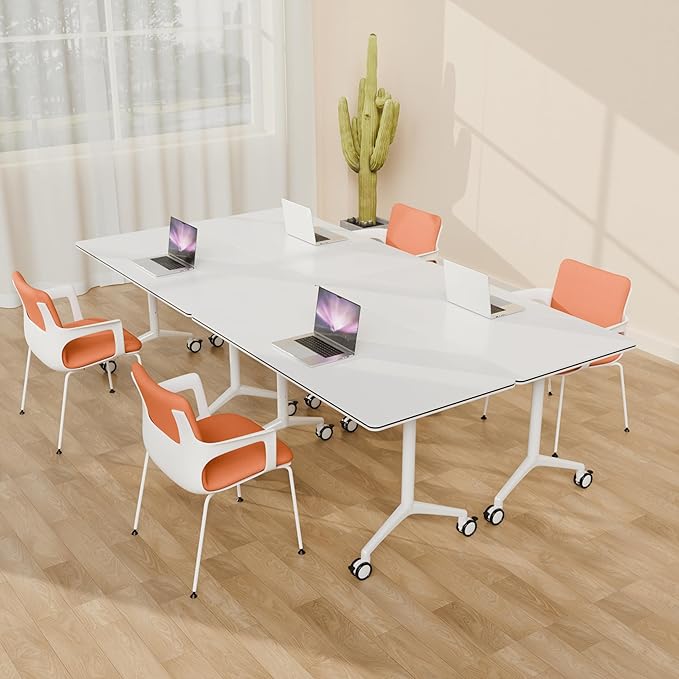 Conference Room Tables,Folding Conference Tables Rolling Meeting Modern Training Table with Flip Top,Mobile Conference Table with Four Locking Wheels,for Meeting Room Office Classroom(2Pack 61in)