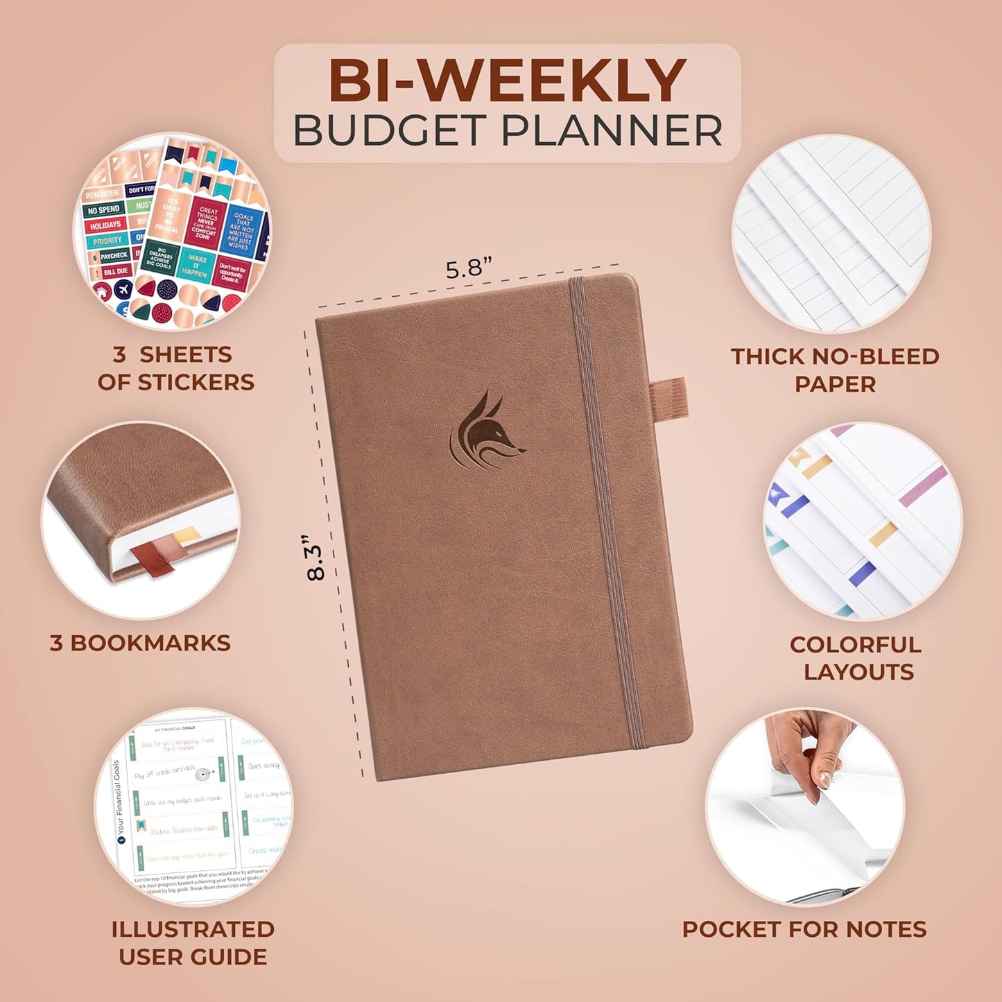 Clever Fox Bi Weekly Budget Planner – Undated Financial Organizer Book – Expense Tracker, Budgeting & Bill Notebook, A5 (Dark Terracotta)