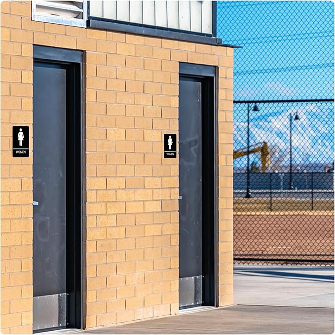 ADA Braille Womens Restroom Sign for Business with Double Sided 3M Tape - ABS Plastic Womens Bathroom Sign 9” x 6” for Offices and Restaurants