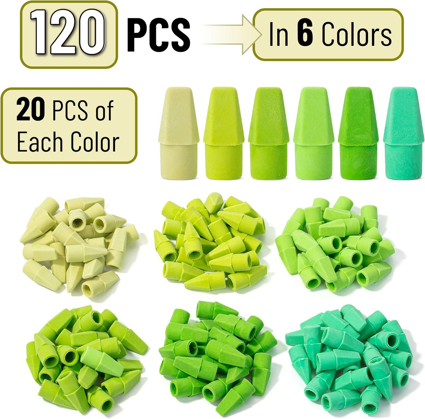 Mr. Pen- Pencil Erasers Toppers, 120 Pack, Colorful, Latex Free, No Smudge, Mr Pen Erasers for Pencils