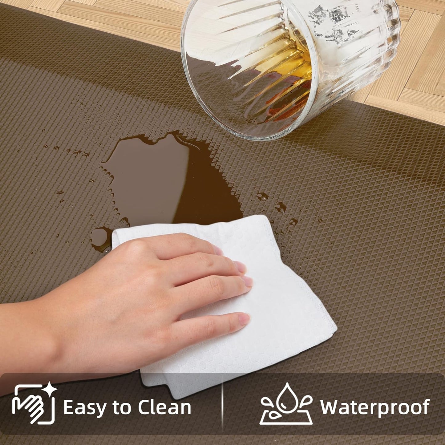 2 PCS Anti Fatigue Kitchen Mats for Floor, Brown 9/10 Extra Thick Cushioned Standing Desk Mat, Comfort Memory Foam Ergonomic Rugs and Mats Non-Slip Waterproof for Office, Kitchen, 20"x32"+20"x48"