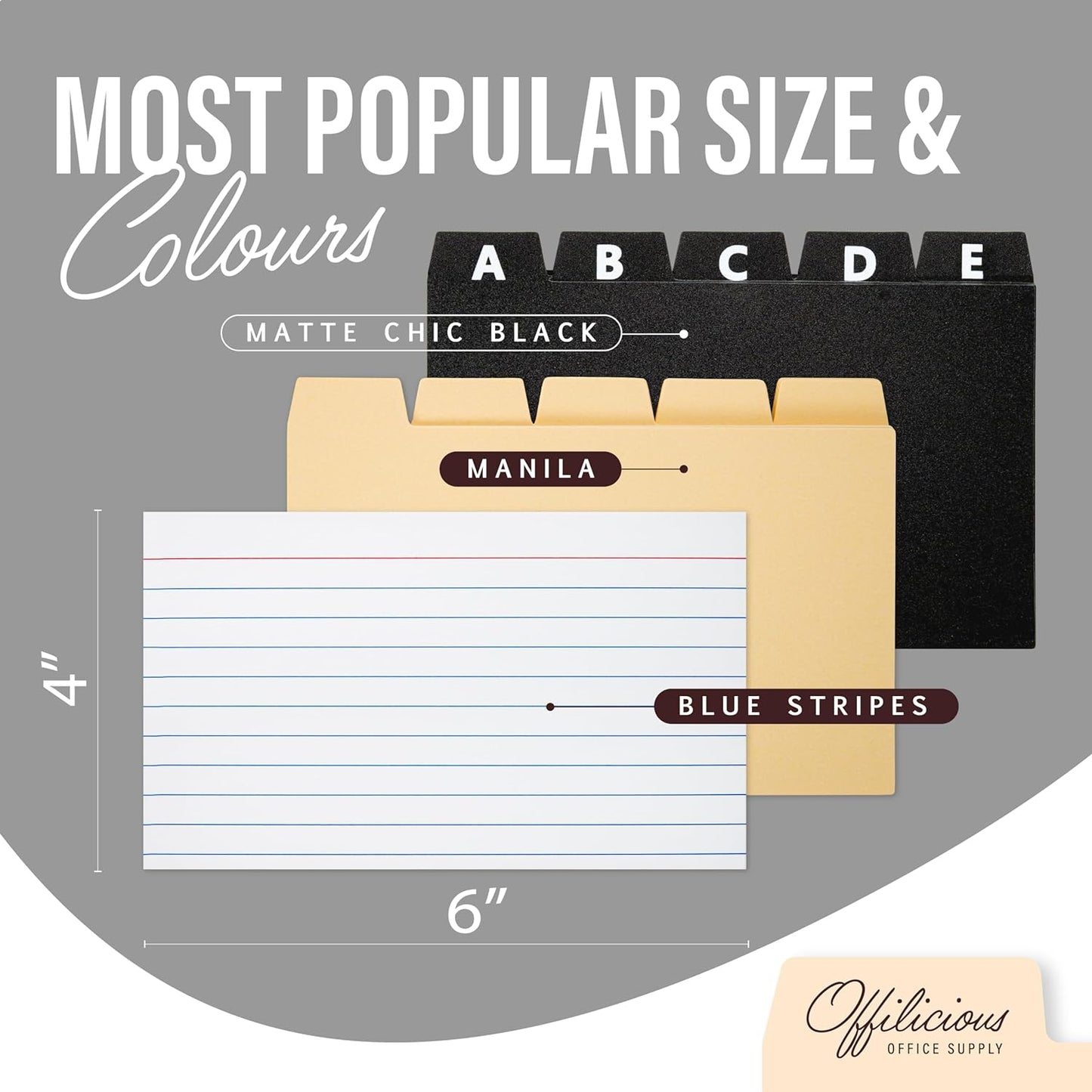 Black Index Card Holder 4x6 - Index Card Box With Index Dividers, Ruled Cards & Stickers - Recipe & Flash Card Holder Box Organizer