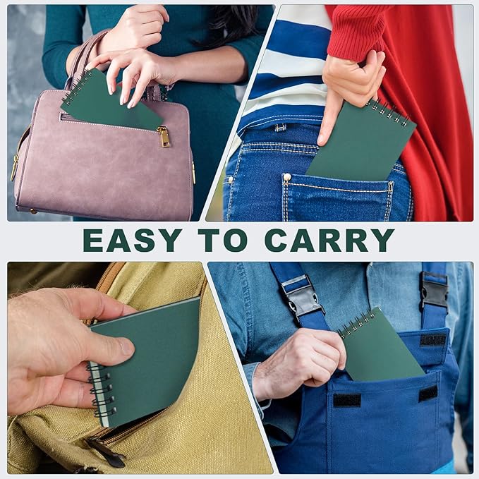 Tenceur 18 Pcs Pocket Notebook Bulk Small 3x5 Inch Spiral Notepads Mini Top Bound Notebook with Lined 120 Pages Ruled Memo Pads for Office College Nurse Essentials Back to School Gift (Green)