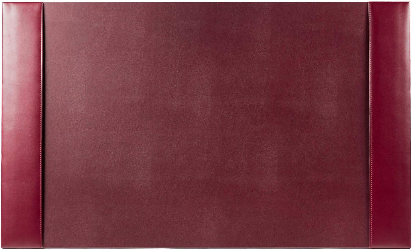 DACASSO Bonded Leather Desk Pad with Side Rails - Luxury Leather Desk Blotter for Writing - Padded Executive Desk Surface Protector - ( Burgundy, 30” x 18”)