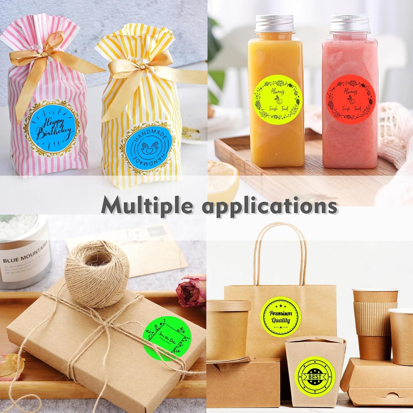 2000Pcs/4 Roll 3 X 3 Inch Color Coding Dot Labels Circle Thermal Printable Waterproof Round Stickers Adhesive Writable for Office, Garage, DIY Sticker, Barcodes, Name Tag (Multiple Colors)