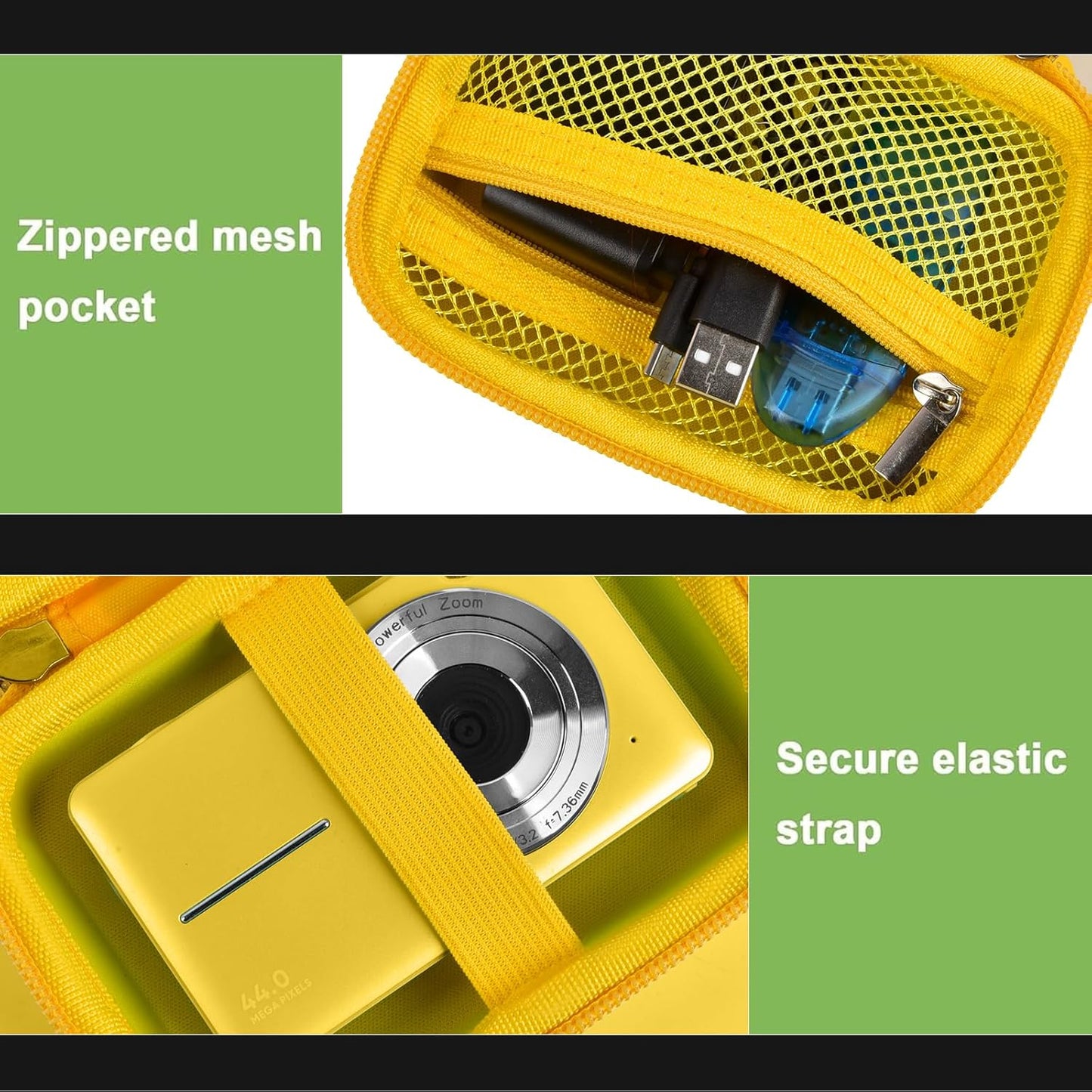 Case Compatible with VAHOIALD FHD 1080P Digital Camera/for CAMKORY Digital Point and Shoot/for Kodak PIXPRO FZ45-BK 16MP Vlogging/for IWEUKJLO/for Nsoela, Holder for SD Card More (Yellow)