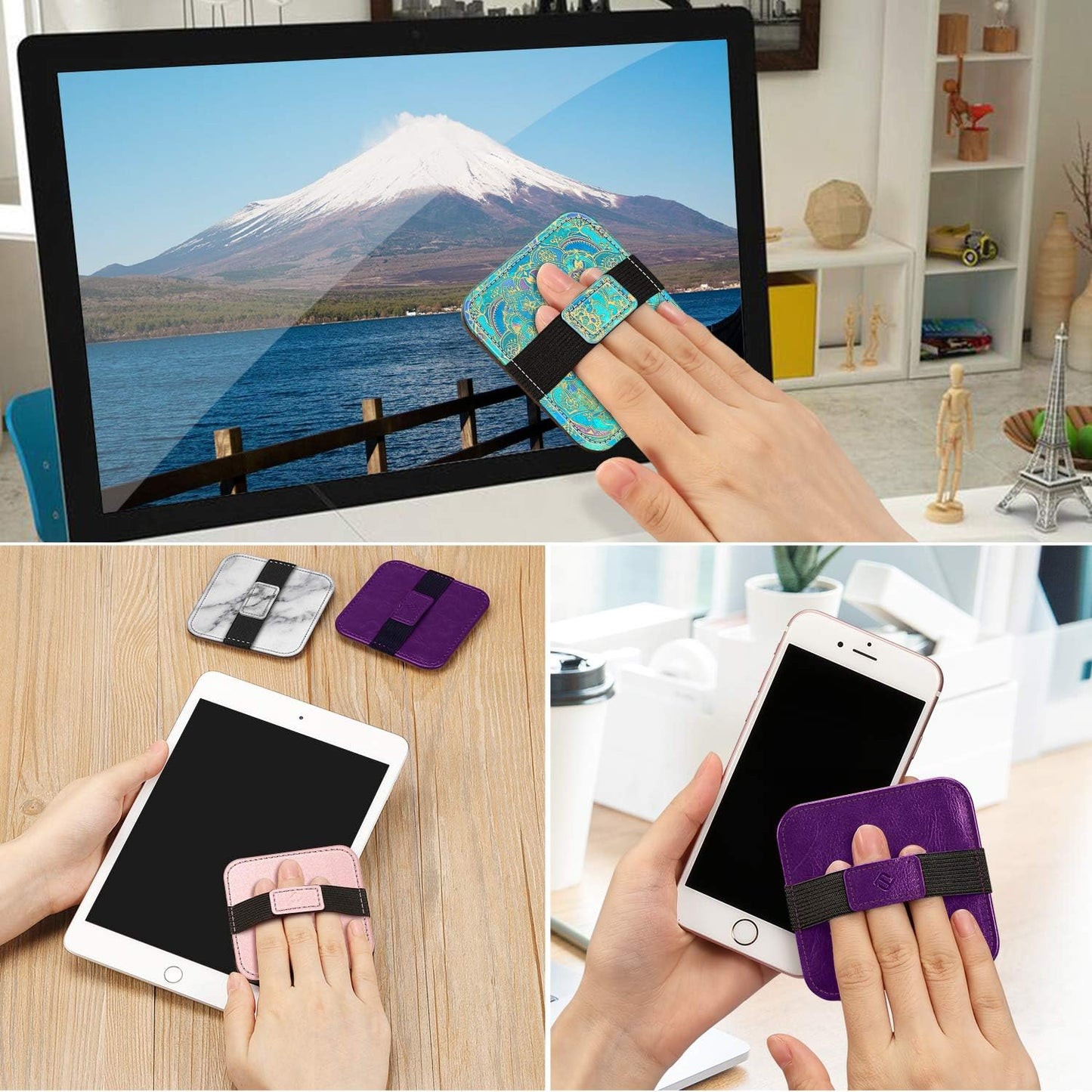 Fintie Screen Cleaning Pad, Soft Cloth Wipes Screen Cleaner with Elastic Strap for iPad, iPhone, MacBook, Tablets, Laptop, 4 Pack