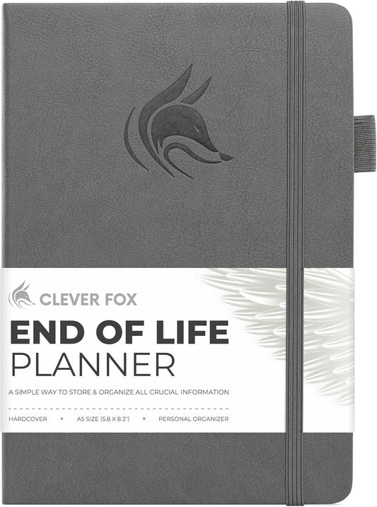 Clever Fox End of Life Planner – Final Arrangements Organizer for Beneficiary, Will Preparation, Last Wishes & Funeral Planning, A5 (Gray)
