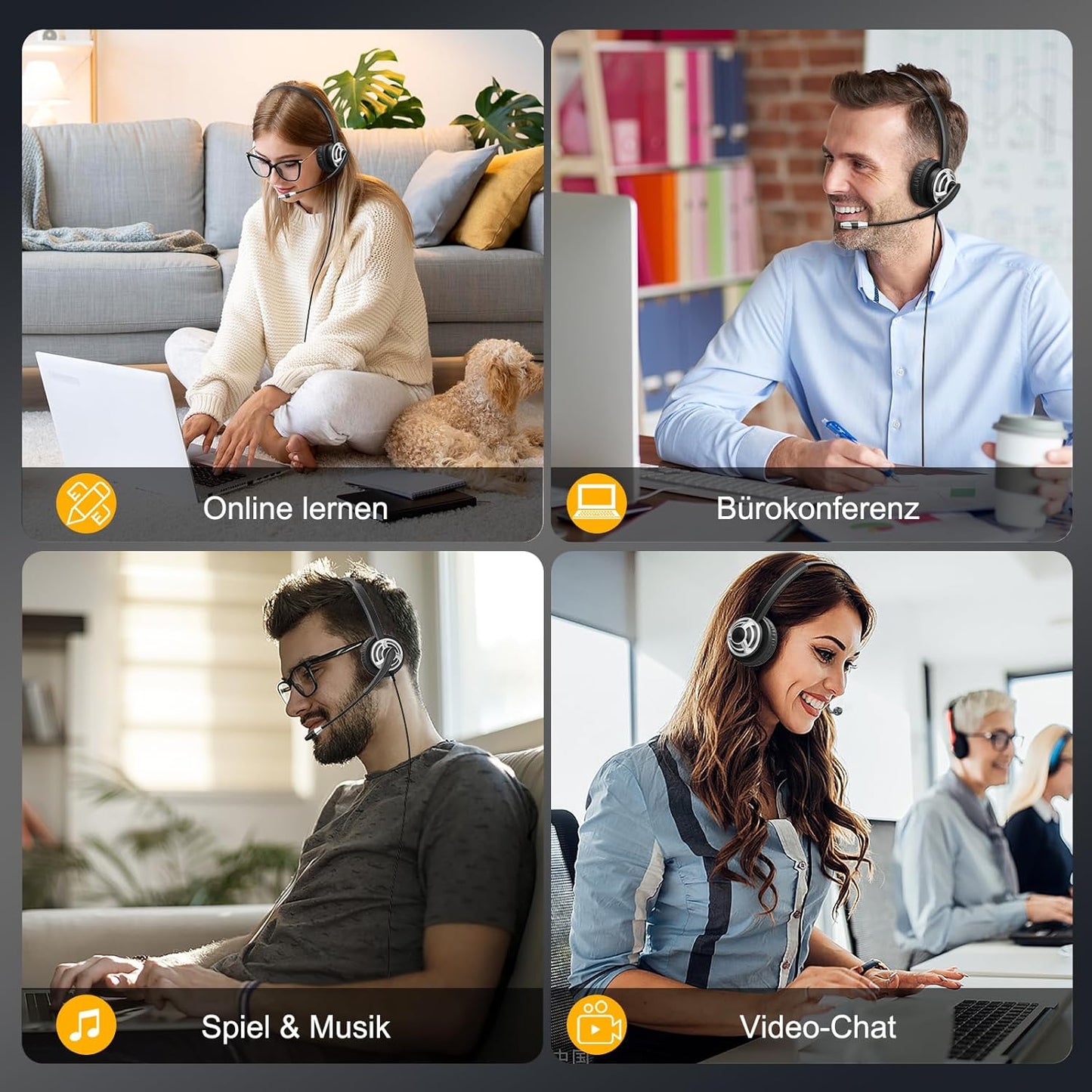 MAIRDI USB Headset with Microphone for PC, Computer Headset with Mic Noise Canceling for Laptop Teams Zoom Office Call Center Voip Telephone Calls, Dictation Headset for Dragon Naturelly Speaking