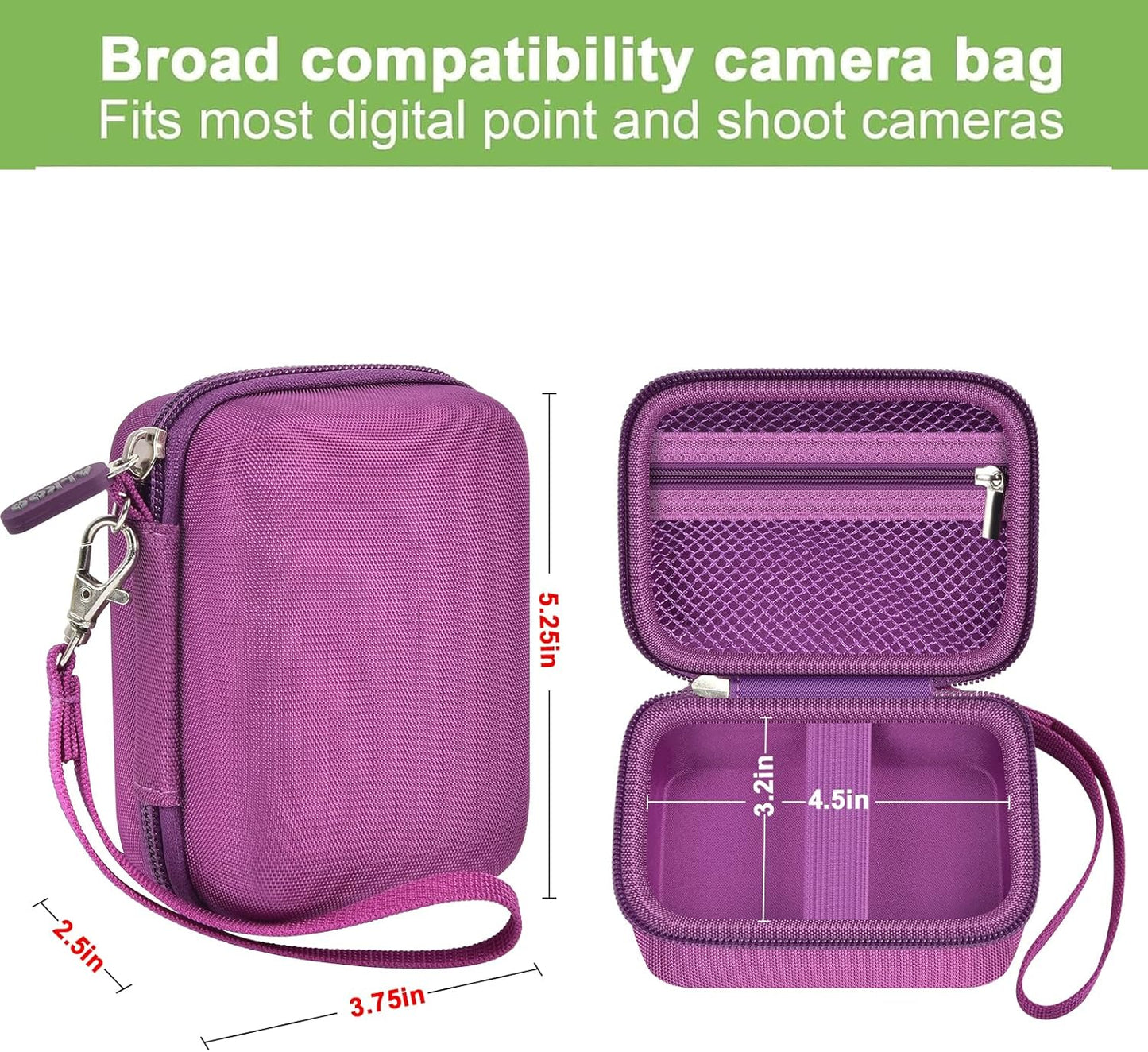 Case Compatible with VAHOIALD FHD 1080P Digital Camera/for CAMKORY Digital Point and Shoot/for Kodak PIXPRO FZ45-BK 16MP Vlogging/for IWEUKJLO/for Nsoela, Holder for SD Card More (Dark Purple)