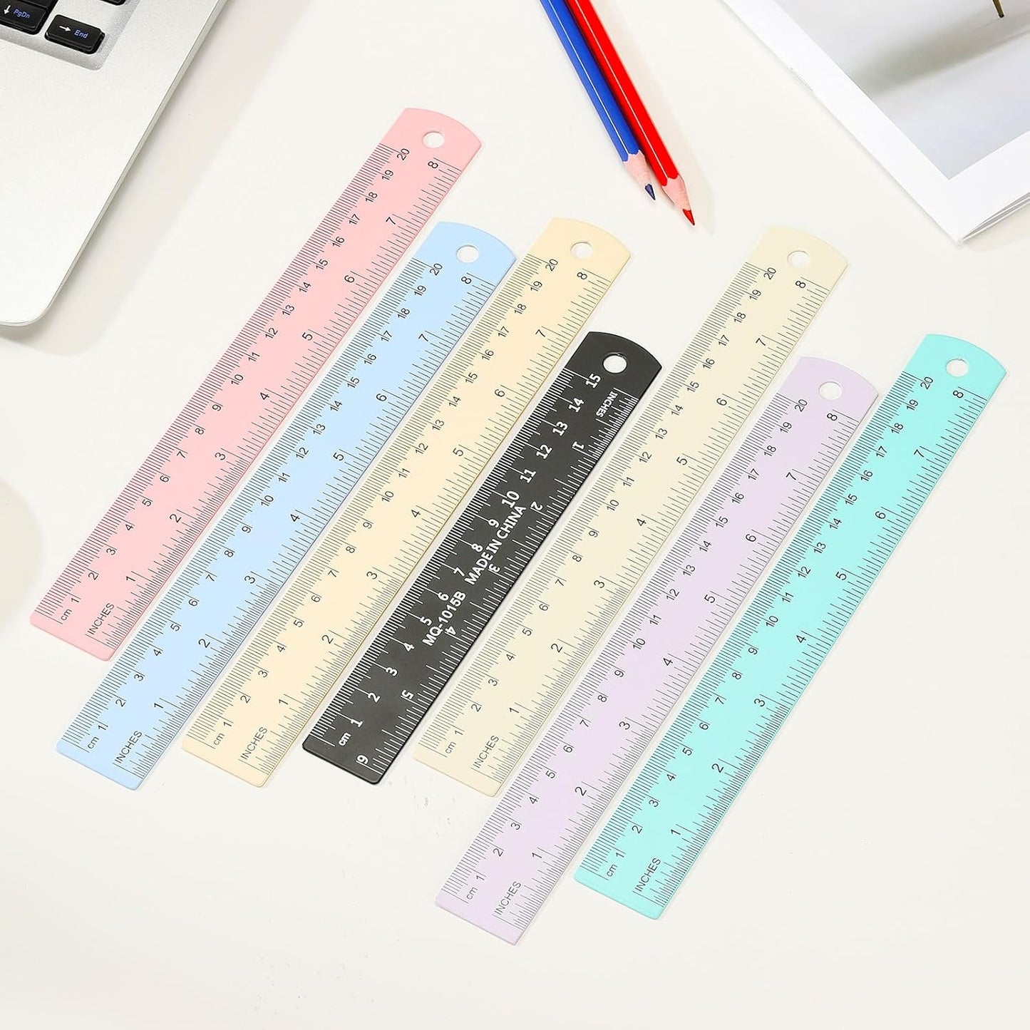 PATIKIL 15cm/6" Metal Ruler, 2 Pack Aluminum Alloy Rulers with Centimeters, Millimeters, Inches and Conversion Table Straight Edge Ruler for Writing Machinist Drafting, Blue