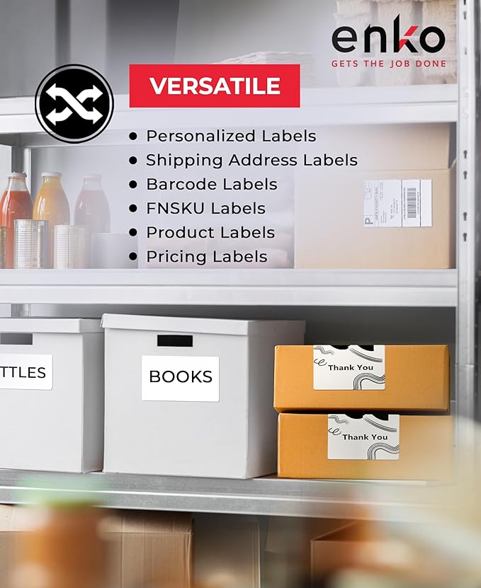 enKo Compatible Zebra 4x6 Label/Dymo Labels 1744907 (4 x 6) for Dymo Labelwriter 4XL Shipping Zebra Direct Thermal Printer (2 Rolls, 440 Labels)