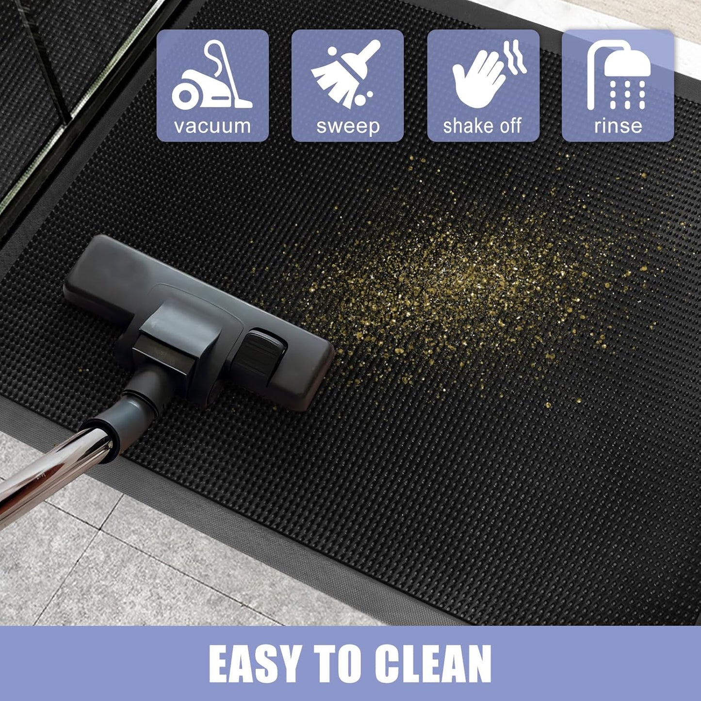 Kuyal Front Door Mat, 3'x4' Outdoor Entrance Mat, Winter Non-Slip Waterproof Outside Entrance Mats, Heavy Duty Durable Welcome, Non Slip Rubber Outdoor Mats for Entryway, Black