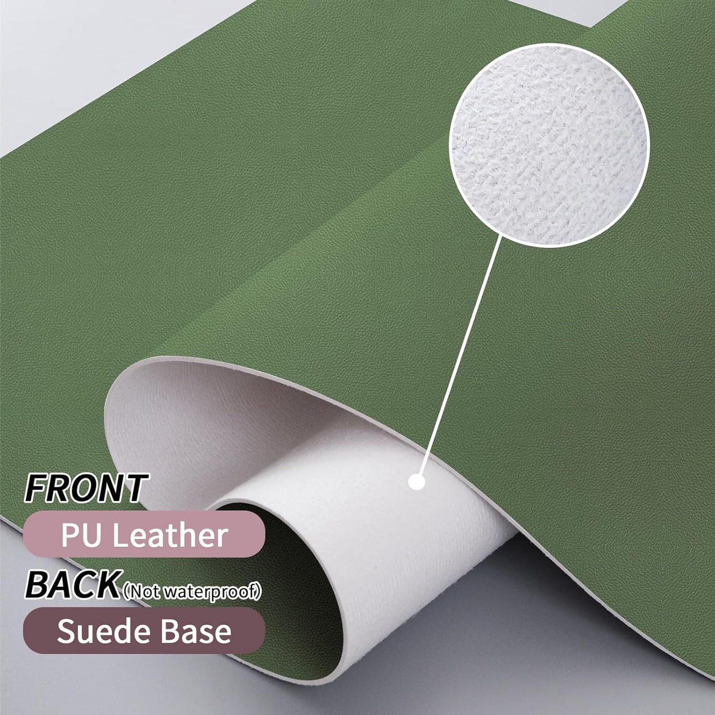 Bloss Olive Green Desk Mat 35.4" x 15.7", Desk Matt for Desktop, Large Leather Desk Pad, Waterproof Desk Pad Mat, Office Supplies for Women