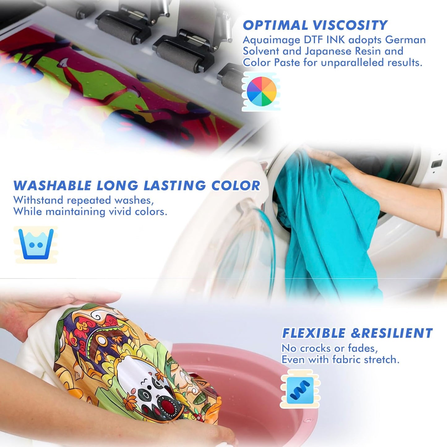 Dtf Ink 1500ml Dtf Printer Ink for ET8550,L1800,XP15000, Bright Colors,DTF Transfer Ink for Pet Film, Refill Ink for P400, P800, P600, DX5, XP600. (250ml x 6, 2Wh+BKCMY)