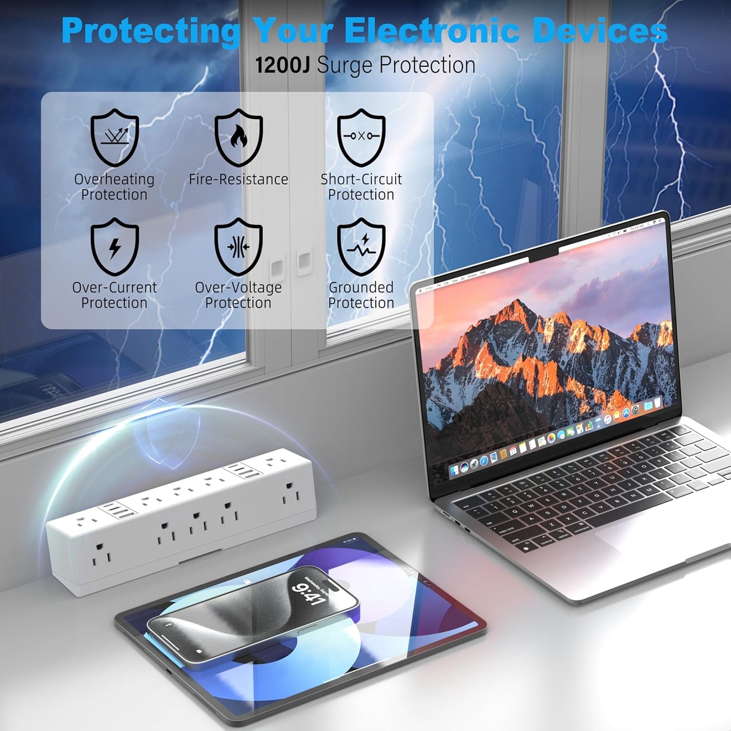 Desk Clamp Power Strip, 40W Fast Charging Station, VILONG Desktop Mount Surge Protector, 8 USB Ports(4 USB-C), 10 AC Outlets and 6Ft Cord, for Home, Office, Fit 1.6" Tabletop Edge