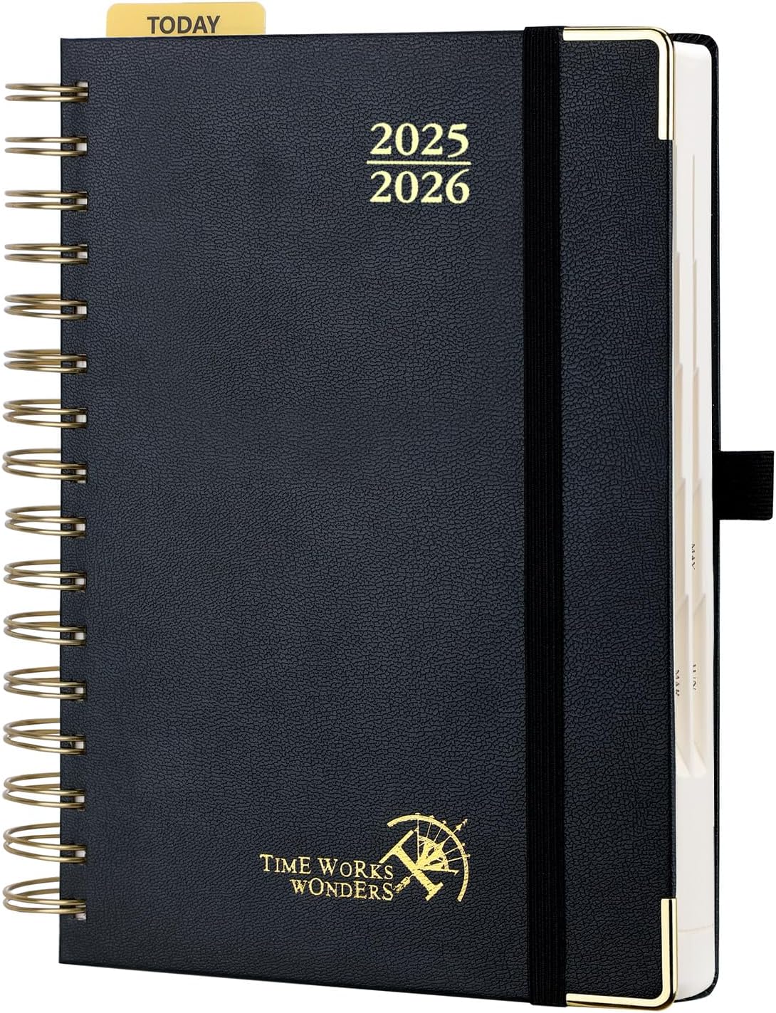 POPRUN Academic Daily Planner 2025-2026 One Page A Day - [5.75" x 8.5"- Spiral Hard Cover], Appointment Book (July 2025 - June 2026) with Monthly Calendar - Black